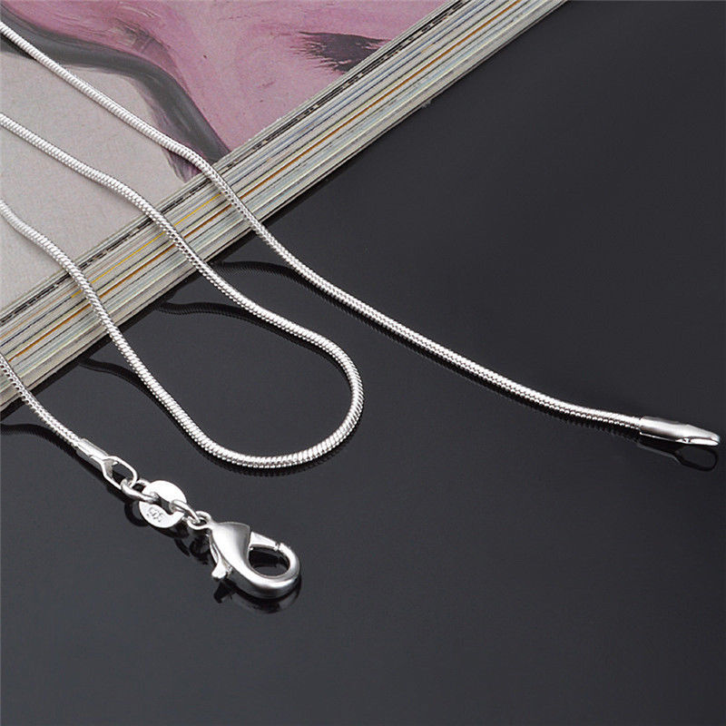 Fashion 925 Sterling Silver Lobster Clasp Snake Chain 20″ For Pendant Necklace