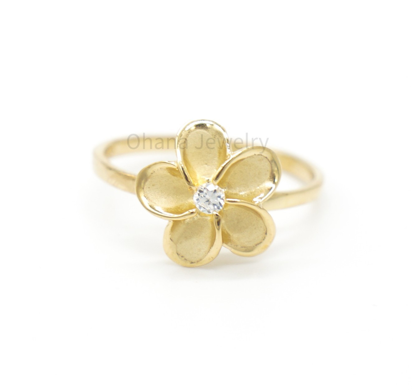925 Sterling Silver 15mm Hawaiian Plumeria Flower Ring
