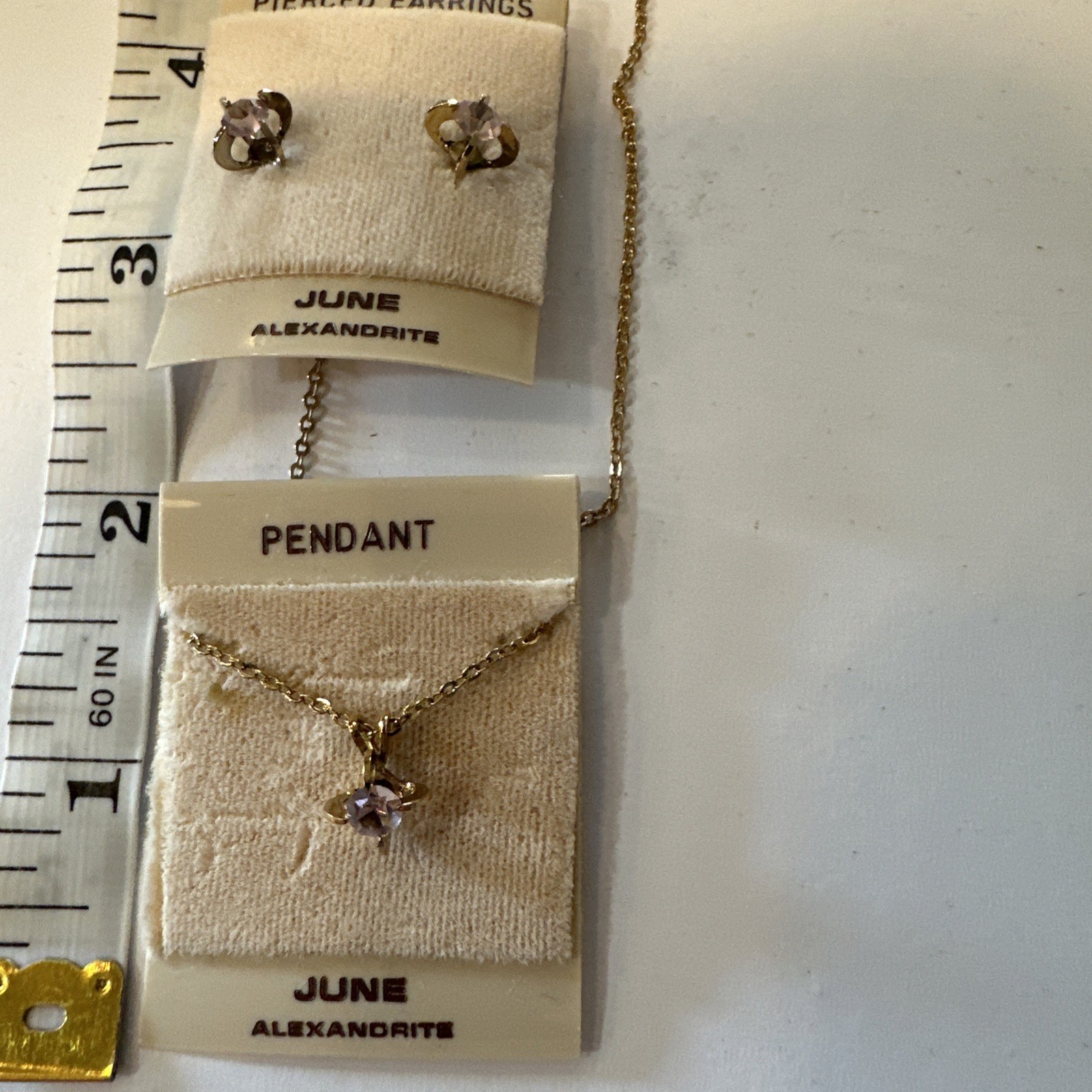 Alexandrite Necklace And Pierced Earrings Set June Birthday Stone