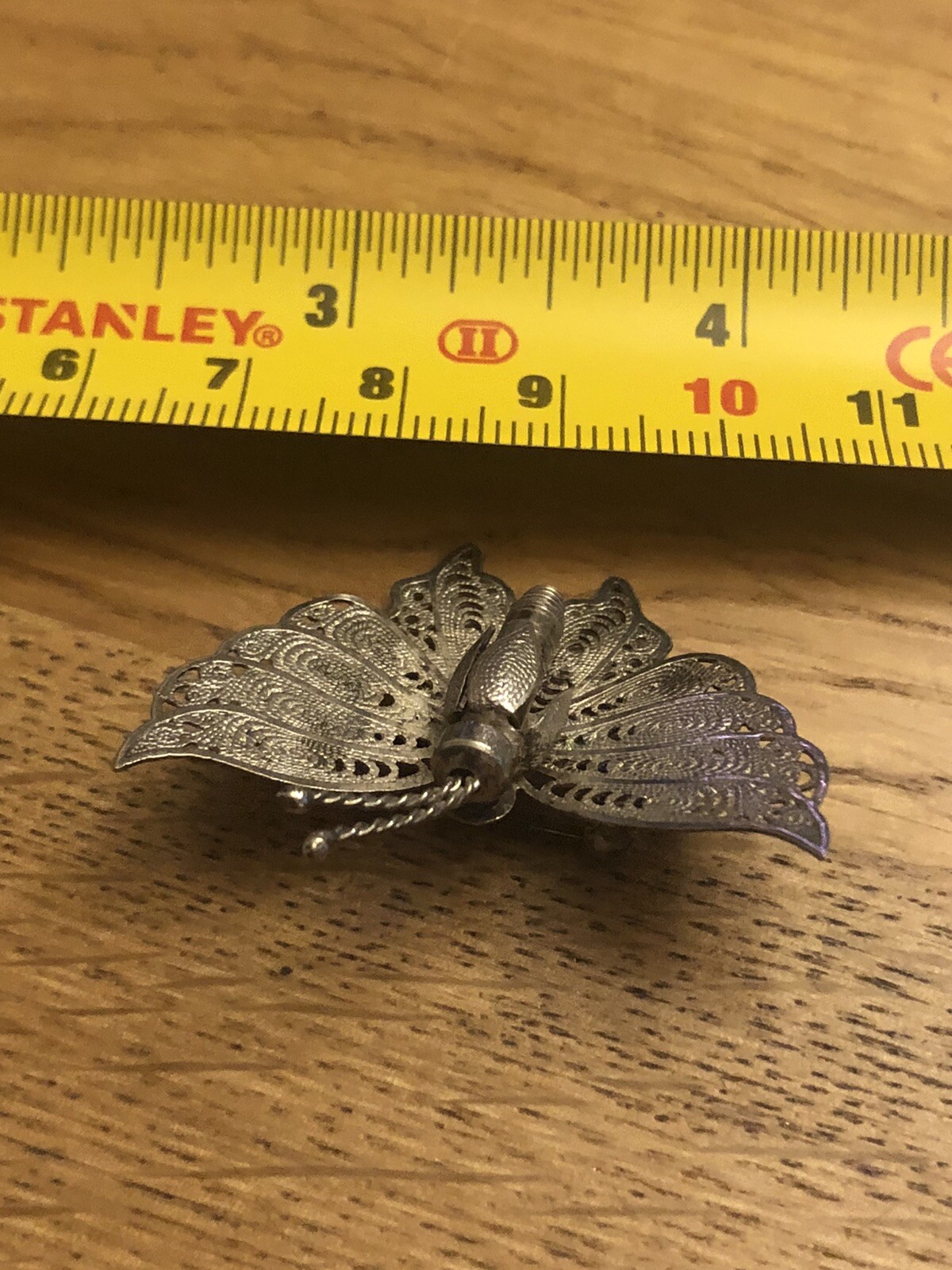 Old Vintage Silver (no Stamp) Butterfly C Clasp Art Deco Brooch Lapel Pin Gdb2