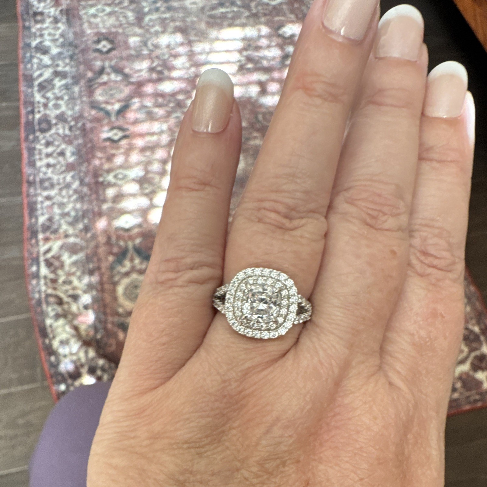 BERRICLE 925 Sterling Silver White CZ Halo Cluster Ring Size 9 2mm Band