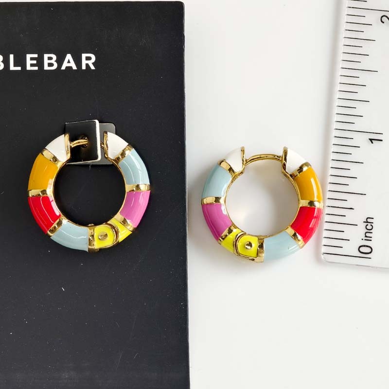 New 25mm Baublebar Enamel Hoop Earrings Gift Chic Women Party Vacation Jewelry