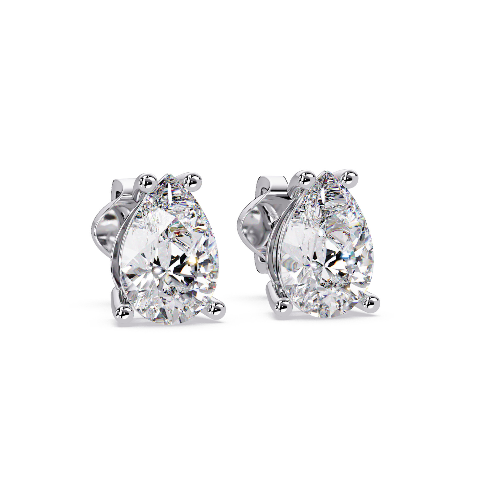 Pear Cut Lab Grown Diamond Stud Earrings 1.00 CTW in 925 Sterling Silver