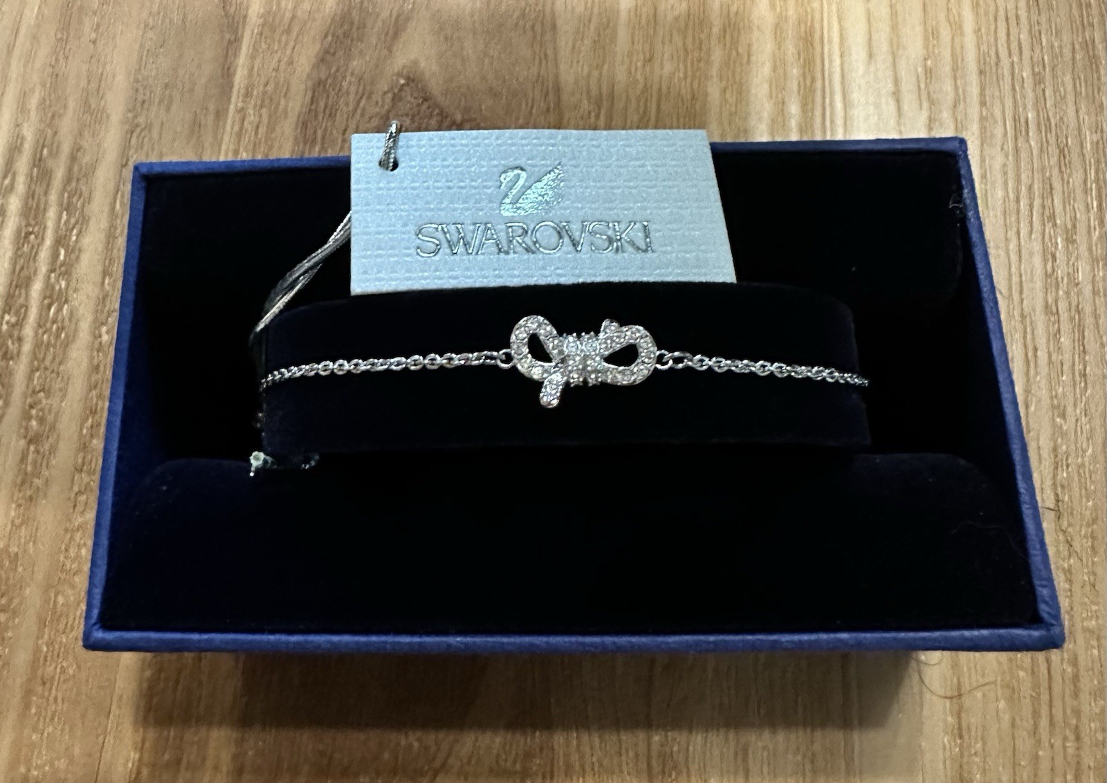 Swarovski Lifelong Bow Slider Bracelet Silver Rhodium Finish NWB ~ FAST SHIPPING
