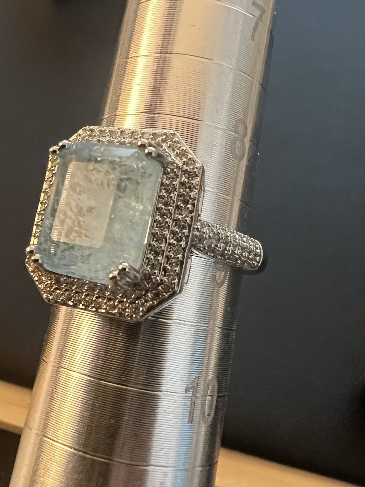 925 Silver Paraiba Tourmaline Square Stone Ring Size 9