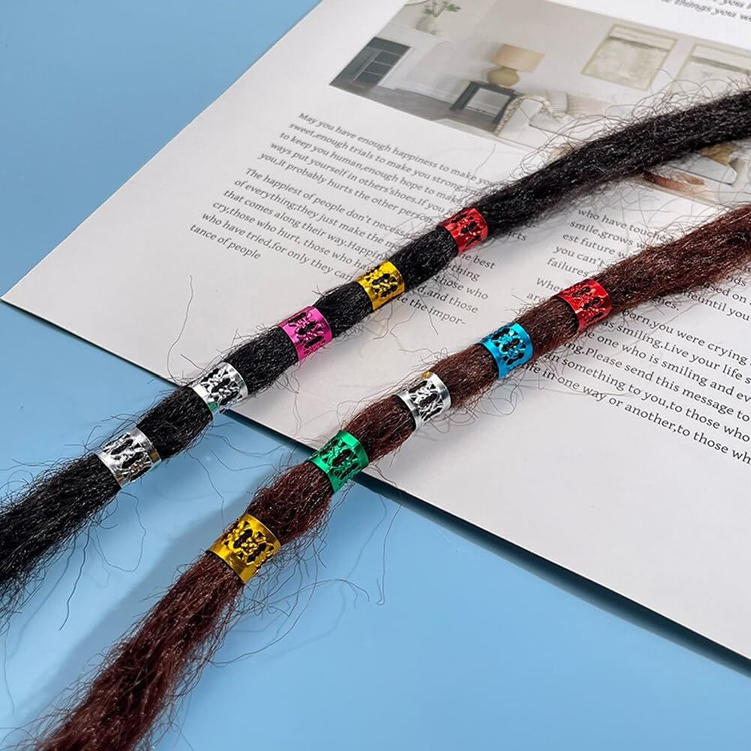 100Pcs Aluminum Multi-Color Dreadlocks Beads Hair Braid Rings Clips Hair Jewe…