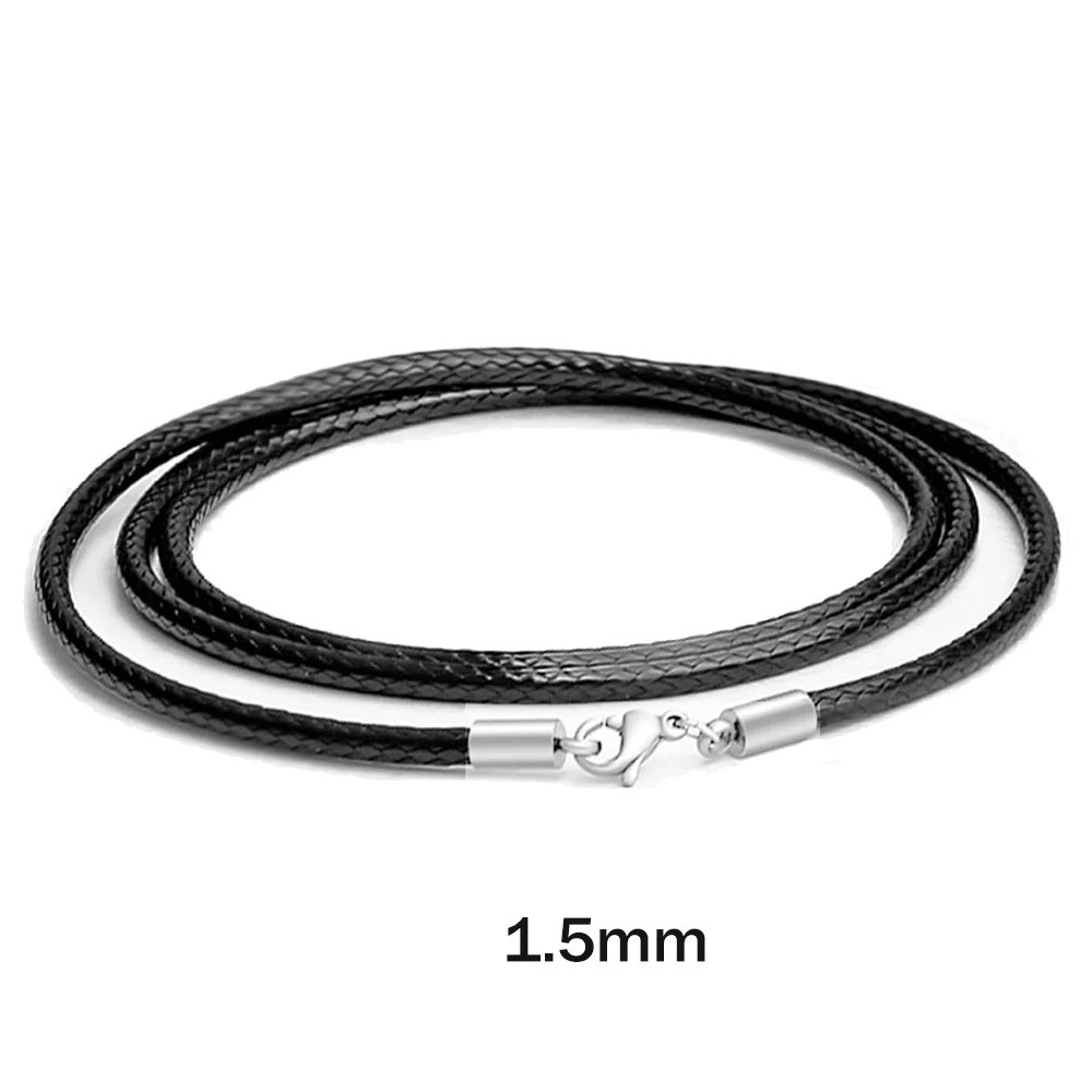 1/1.5/2/3mm Waterproof Braided Leather Chain Cord Rope Necklace w/ Steel Clasp .