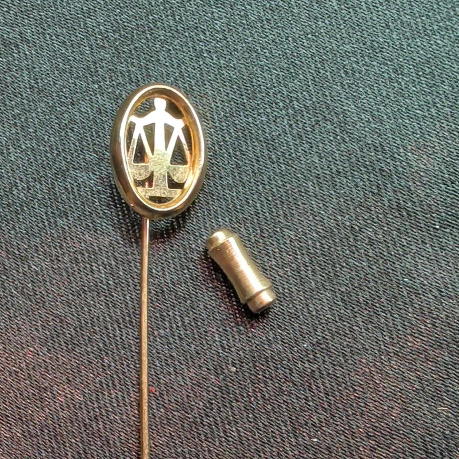 Gold Tone Metal Oval Monogram Initial Letter Stick Pin, No Stones