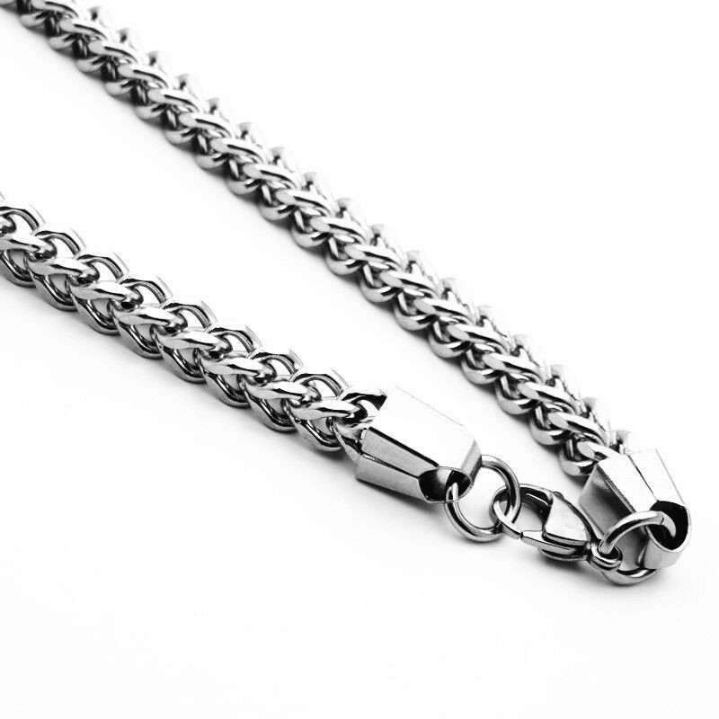 3mm Man Woman Stainless Steel Wheat Braided Foxtail Franco Chain 18″-30″