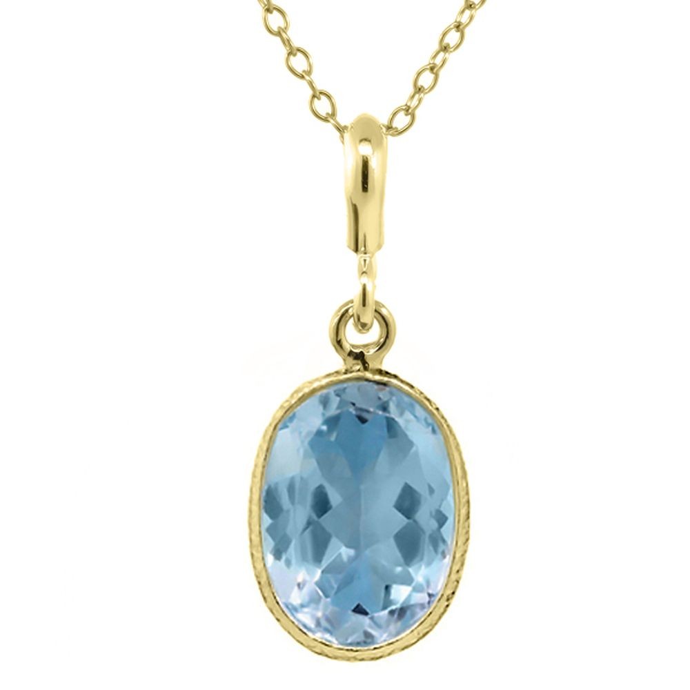 21.00 Ct Blue Topaz 14x Shape 18K Yellow Gold Plated Silver Jewelry Set 18″