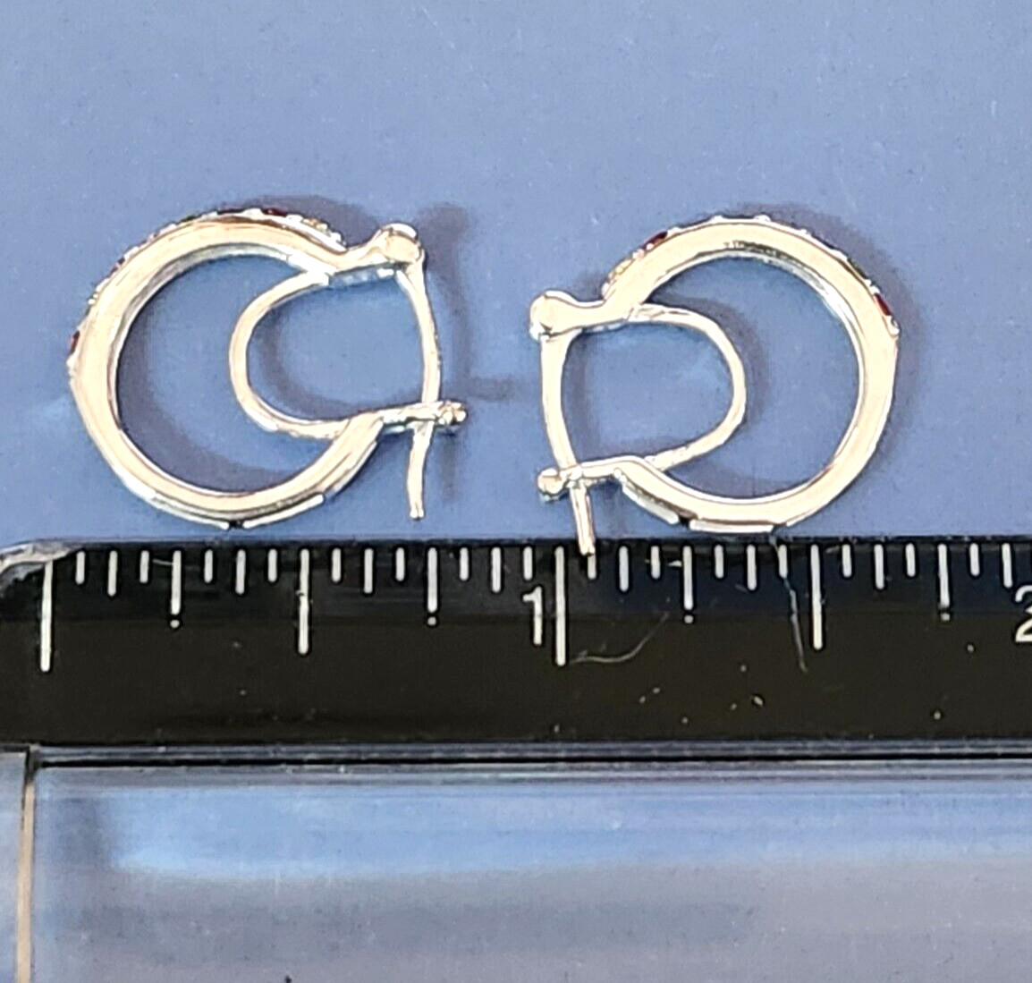Multi-Color Simulated Diamond Hoop Earrings in Sterling Silver 1.00 ctw 20mm