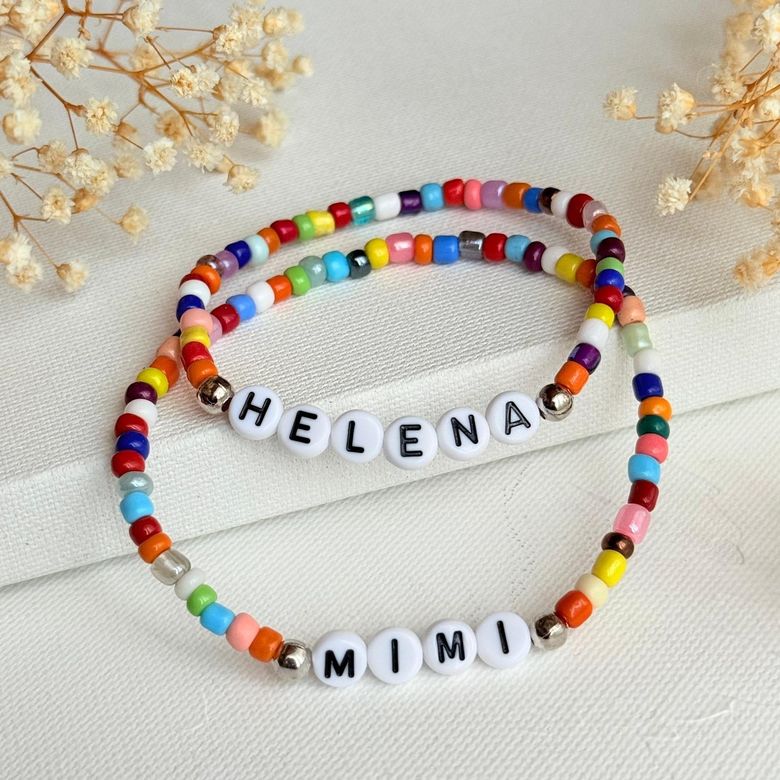 Custom Glass Bead Bracelet , Personalized Name Bracelet , Handmade Jewelry