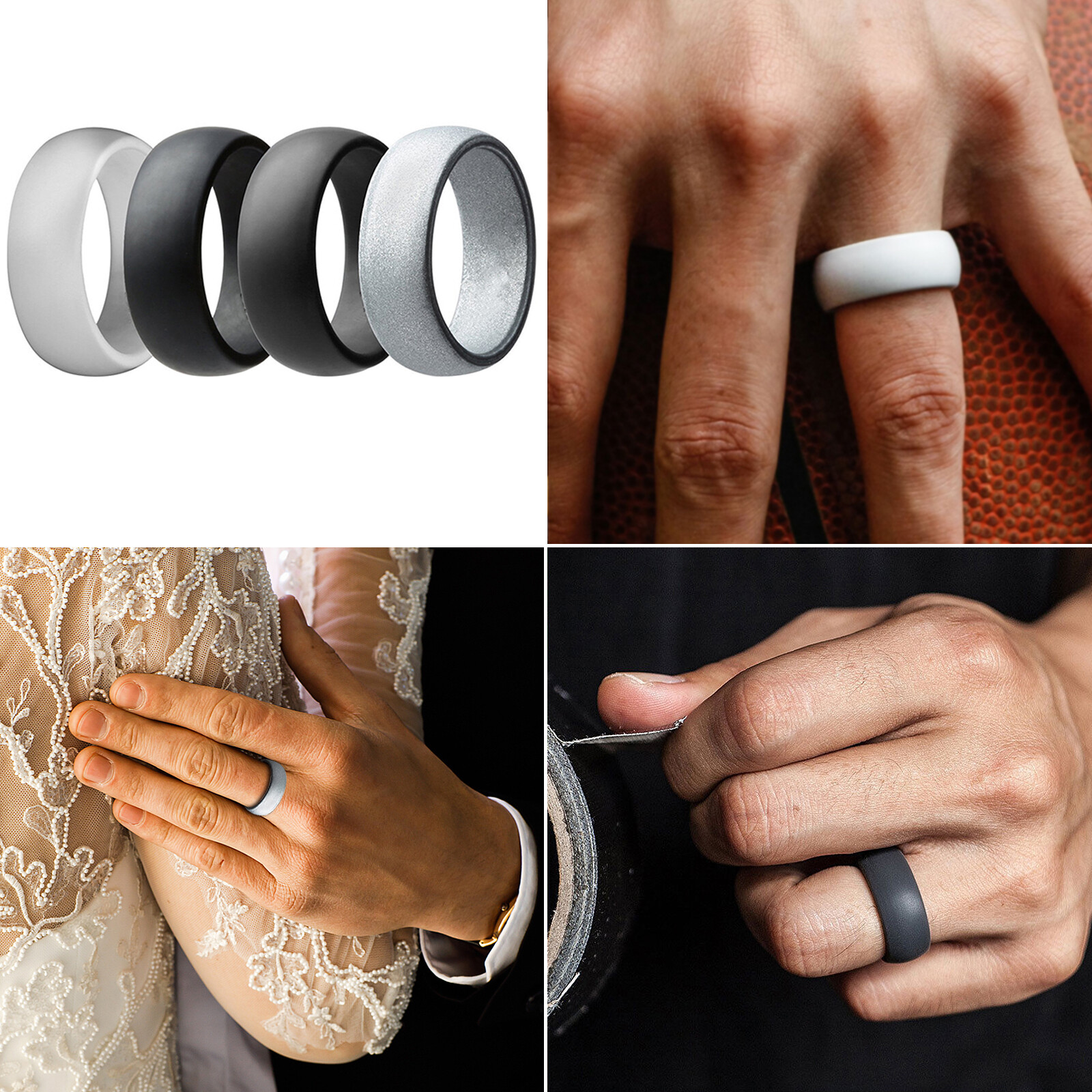 3-10 Pack Silicone Wedding Engagement Ring for Men Women Rubber Band Gym Sports