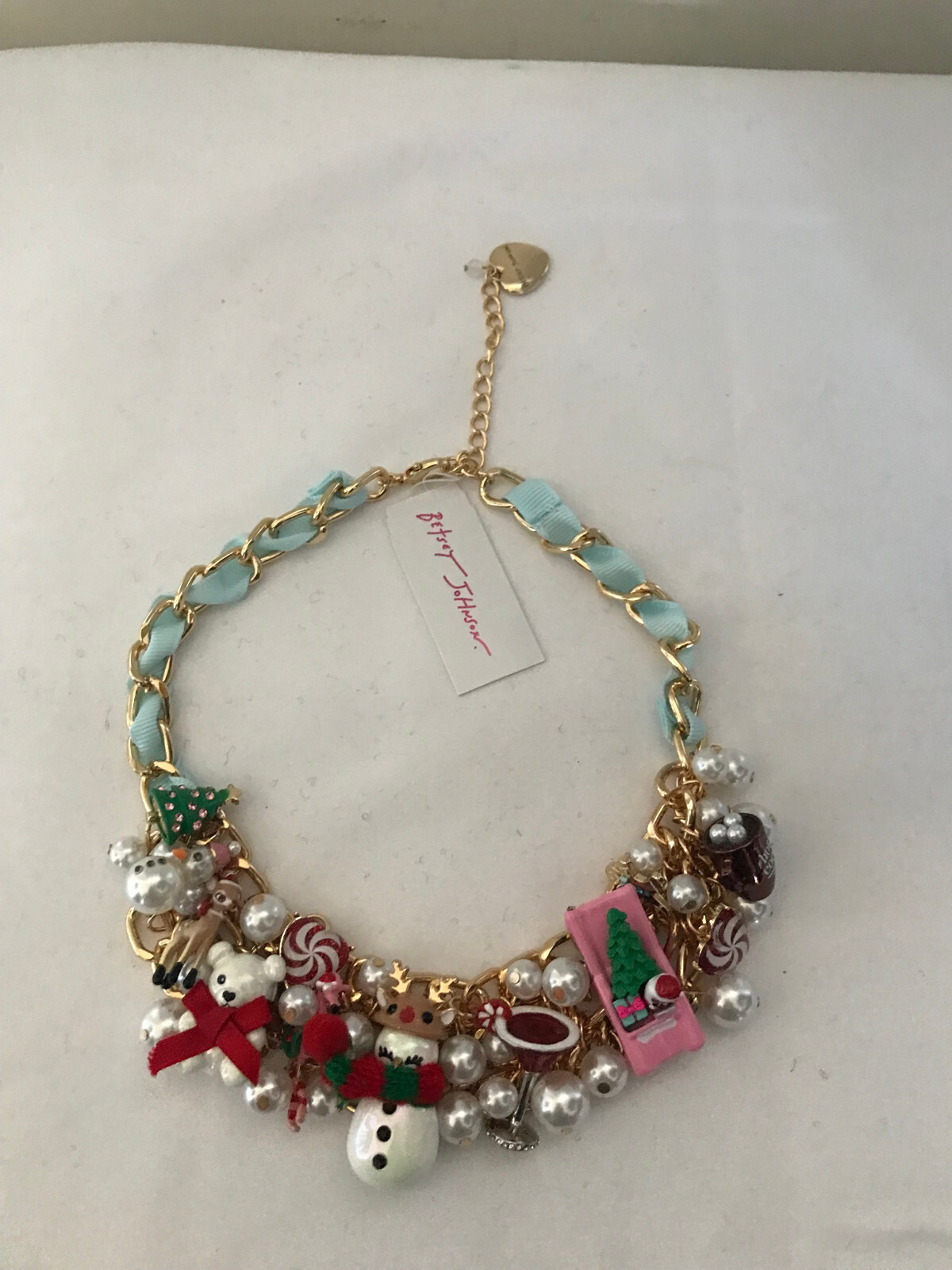Betsey Johnson Christmas Tree Reindeer Snowman Statement Necklace Earrings New
