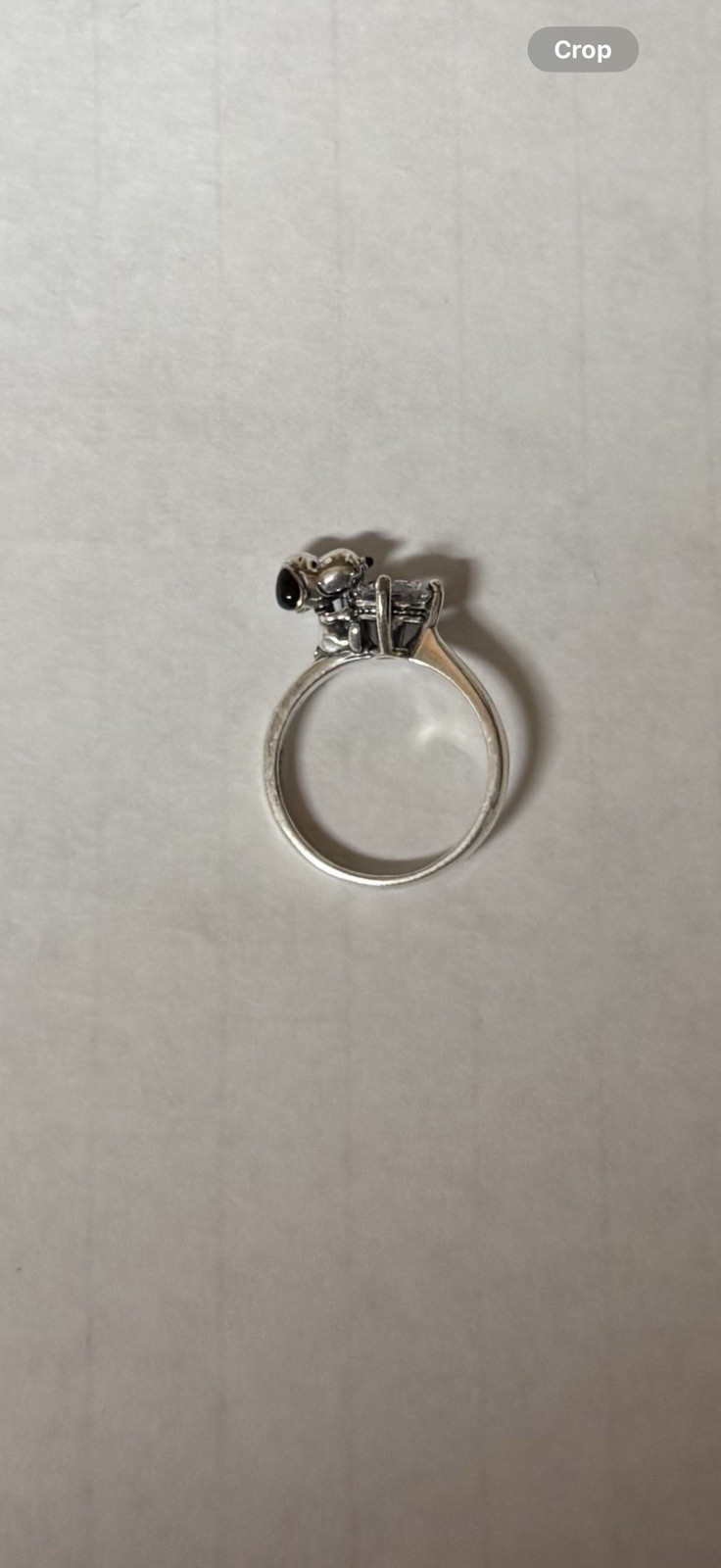 V256 S925 STERLING SILVER SNOOPY CZ STONE RING SZ6