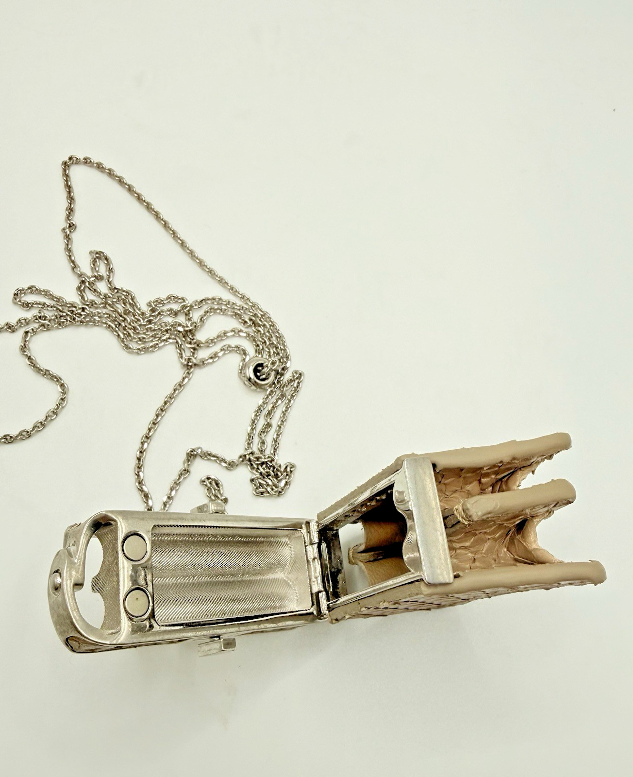 Fendi Peekaboo Mini Bag Pendant Necklace Python Embossed Leather Italy w/ COA