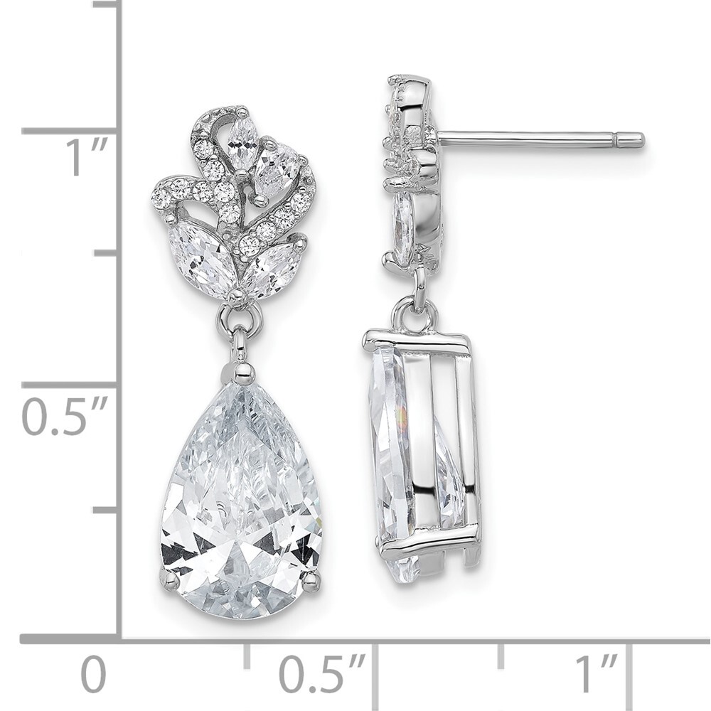 25.5mm Cheryl M Fancy Marquise-cut & Brilliant-cut Pear CZ Dangle Earrings