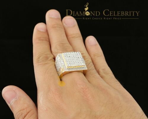Yellow Silver 12.0ct Cubic Zirconia Square Men Adjustable Ring From SZ 9 to 11