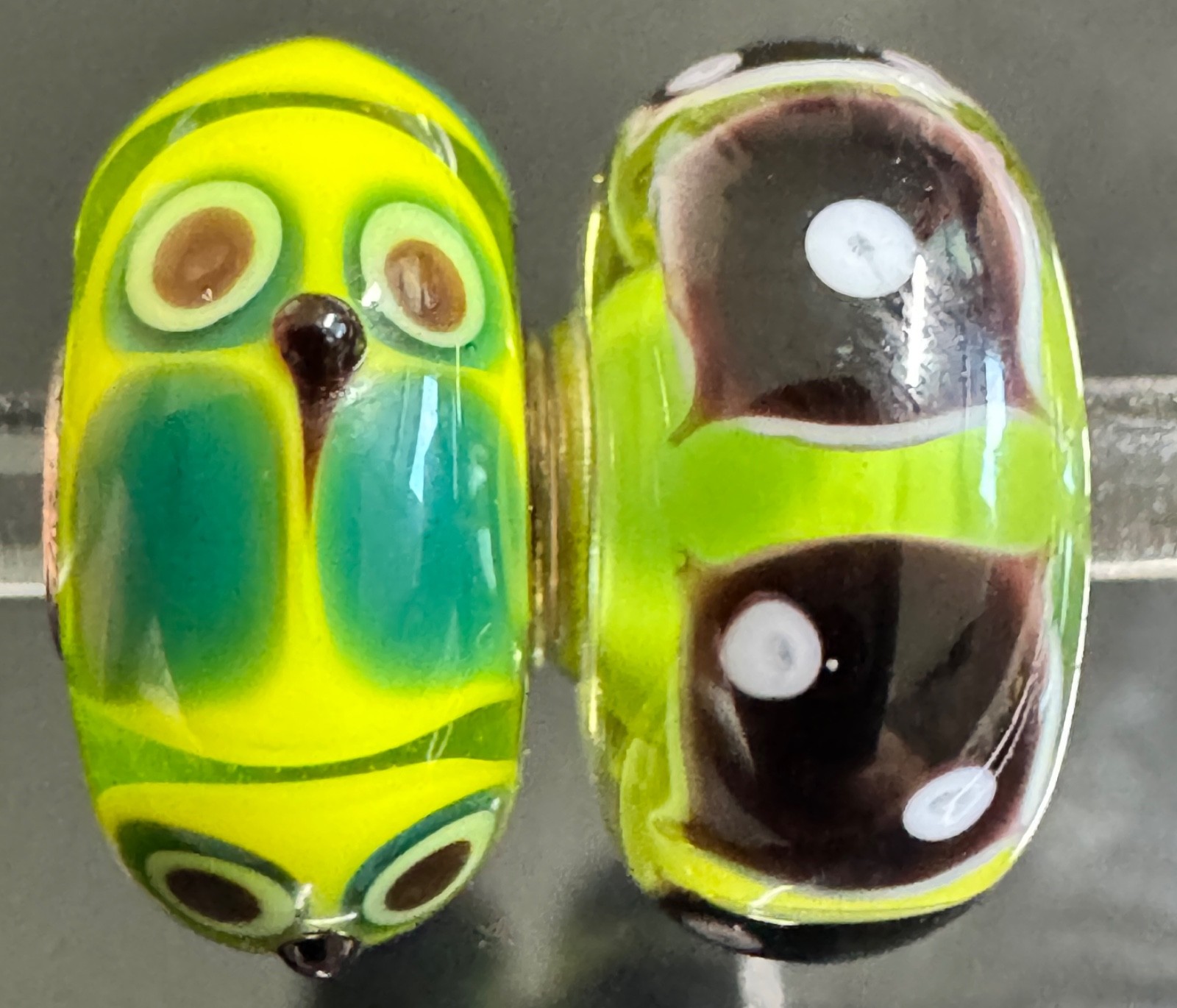 (SET OF 2) TROLLBEADS CRITTER OWL and Dice UNIQUES OOAK