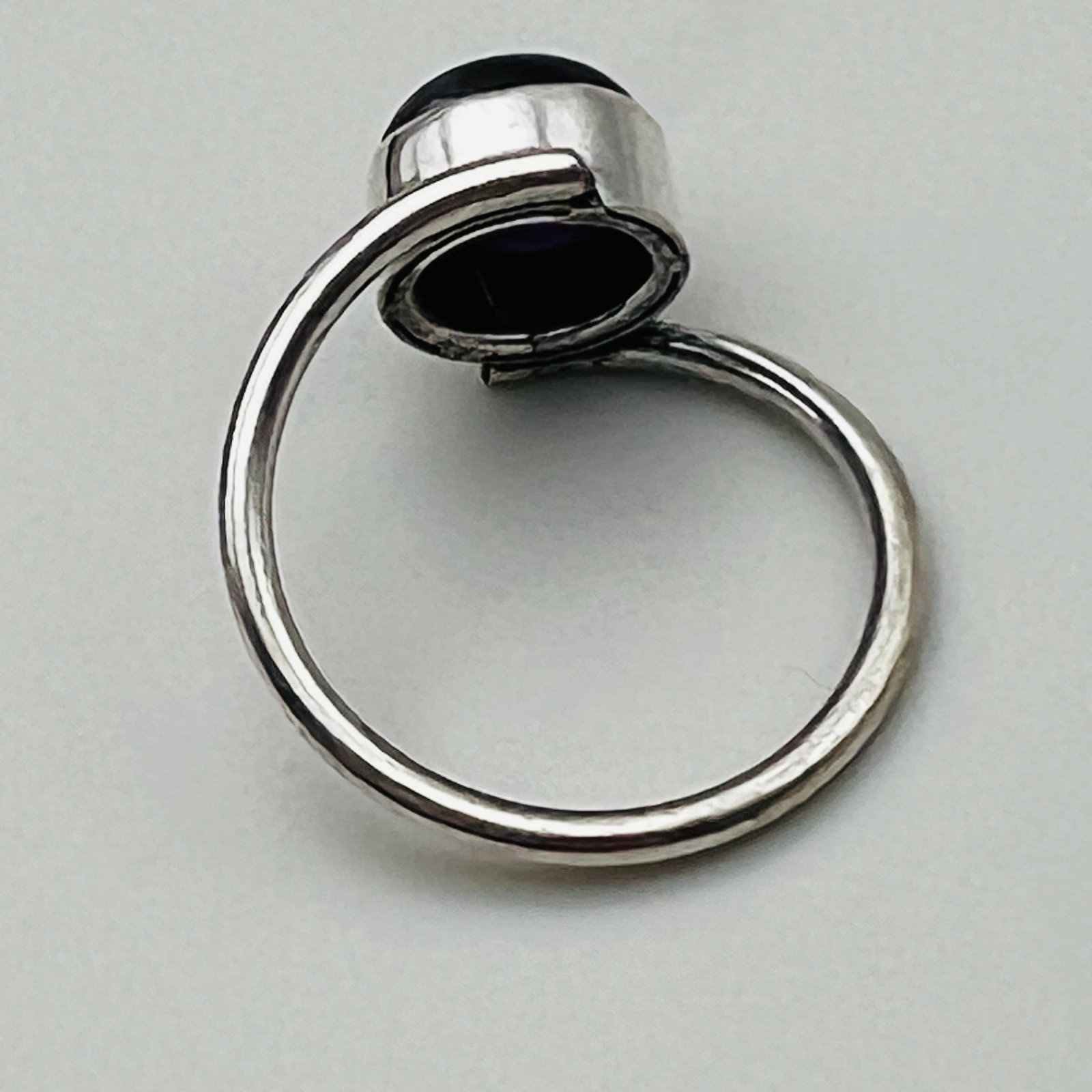 Silver Tone Ring Wrap Style Size 9 Round Purple Cabochon Statement Fashion