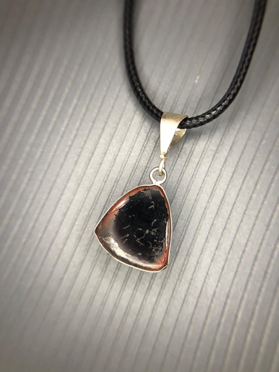 Natural Black Tourmaline Rose Cut Pendant Handmade Gemstone from Afghanistan