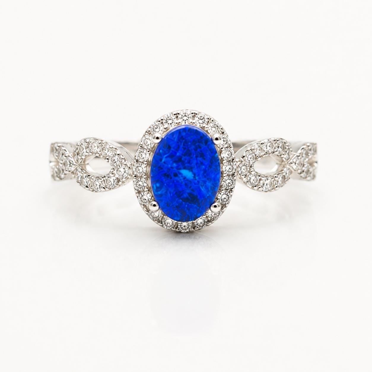 Australian Doublet Fire Opal Ring, 925 Sterling Silver Halo Promise Ring