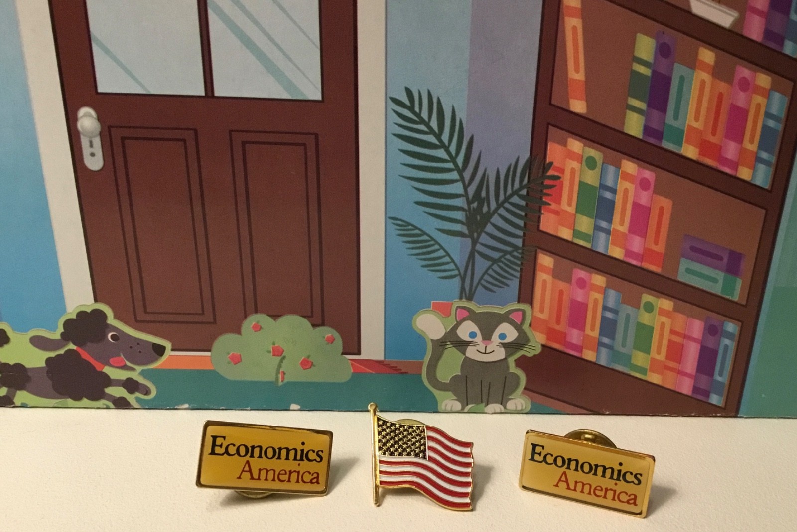 Lot Of 3 USA Lapel Pins Hat Pins 1 American Flag & 2 Economics America