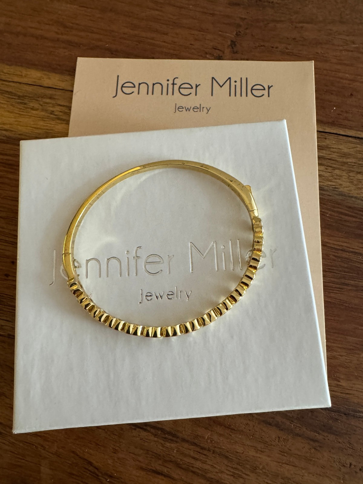 Jennifer Miller Yellow Gold Heart Bangle Bracelet