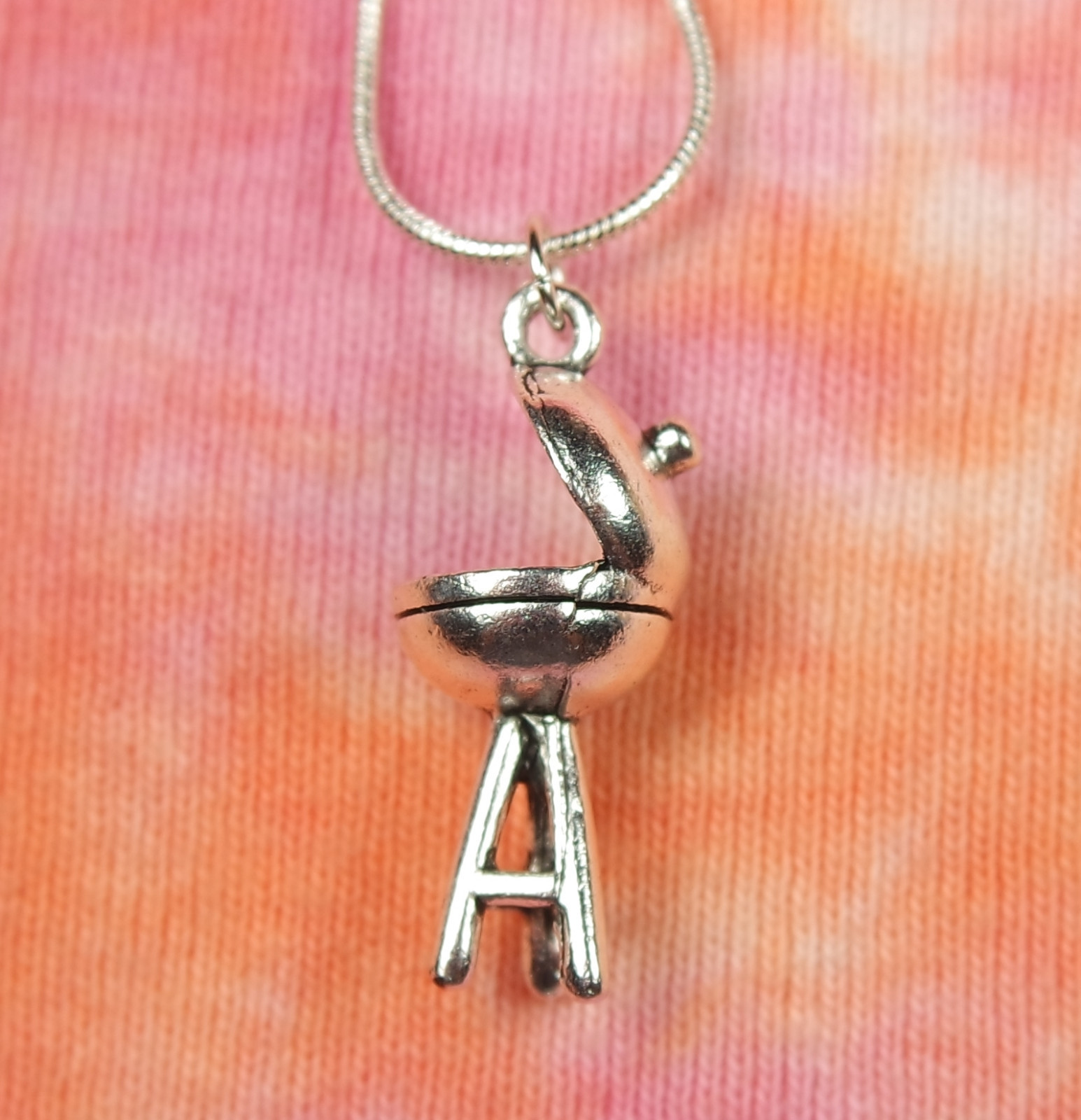 BBQ Kettle Grill Necklace, 3D Barbecue Charm Pendant Outdoor Cook Bar-B-Q Weber