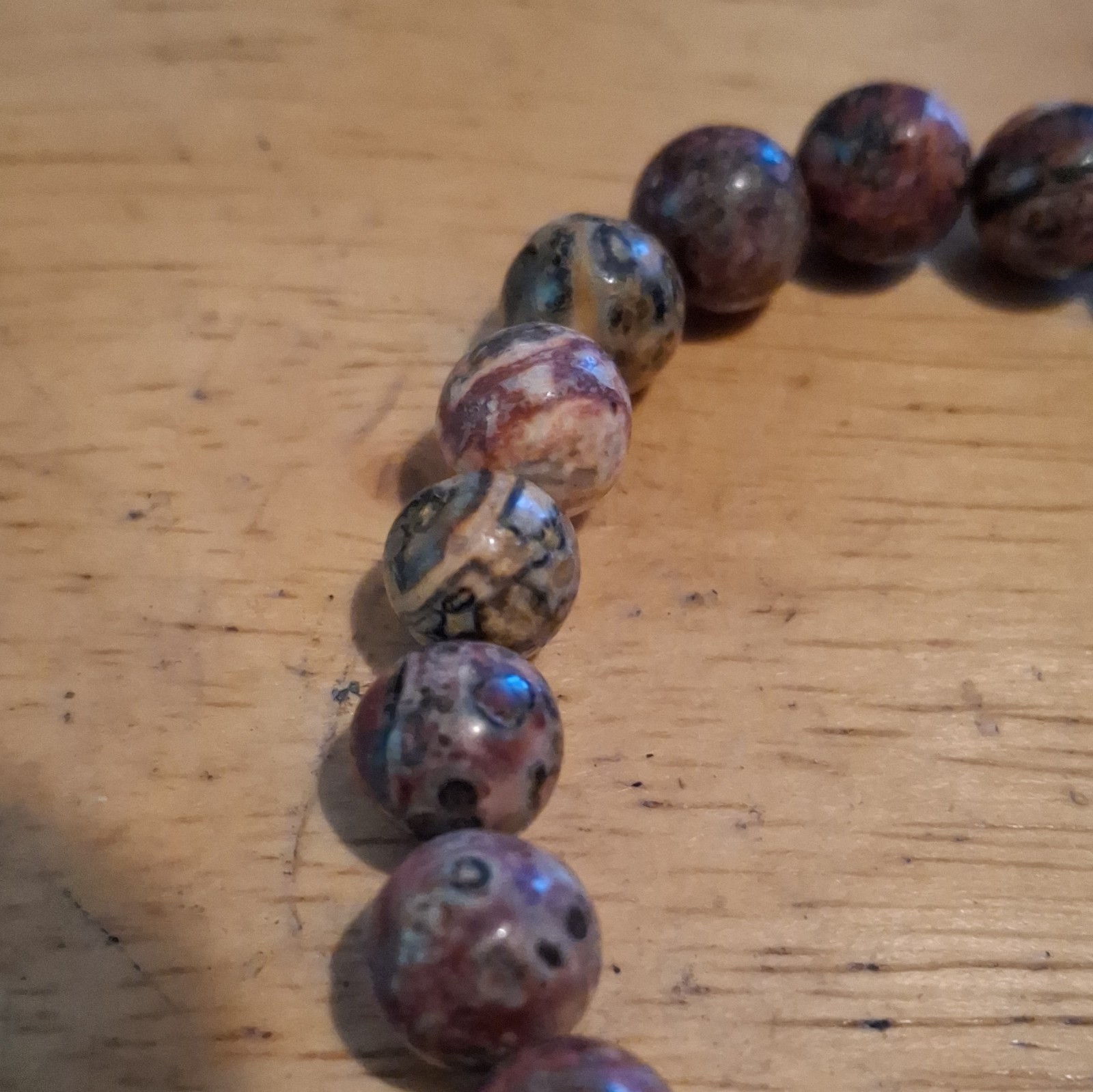 Multicolor Jasper Round Beaded Stretch Bracelet Gemstone No Stone Sizable