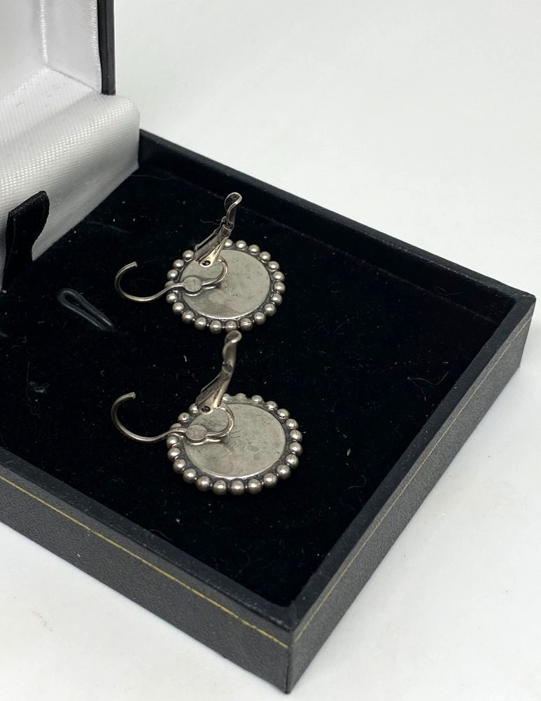 Kirks Folly Moon Face Earrings Iridescent Silvertone Leverback Signed Celestial