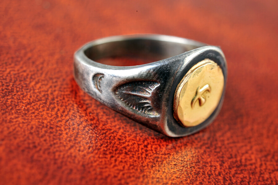Goro’s Handmade Gold Stamp Silver Ring No.20