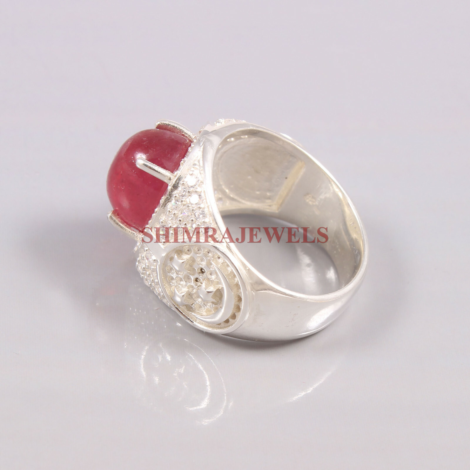 Heated Ruby Gemstone with 925 Sterling Silver Ring for Men’s #39