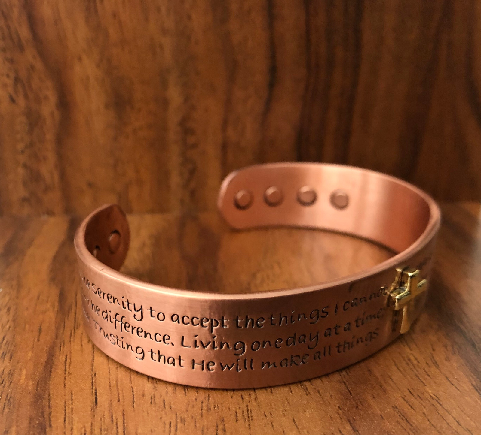 Cross Prayers Pure Copper Magnetic Bracelet Arthritis Pain Therapy Energy Cuff