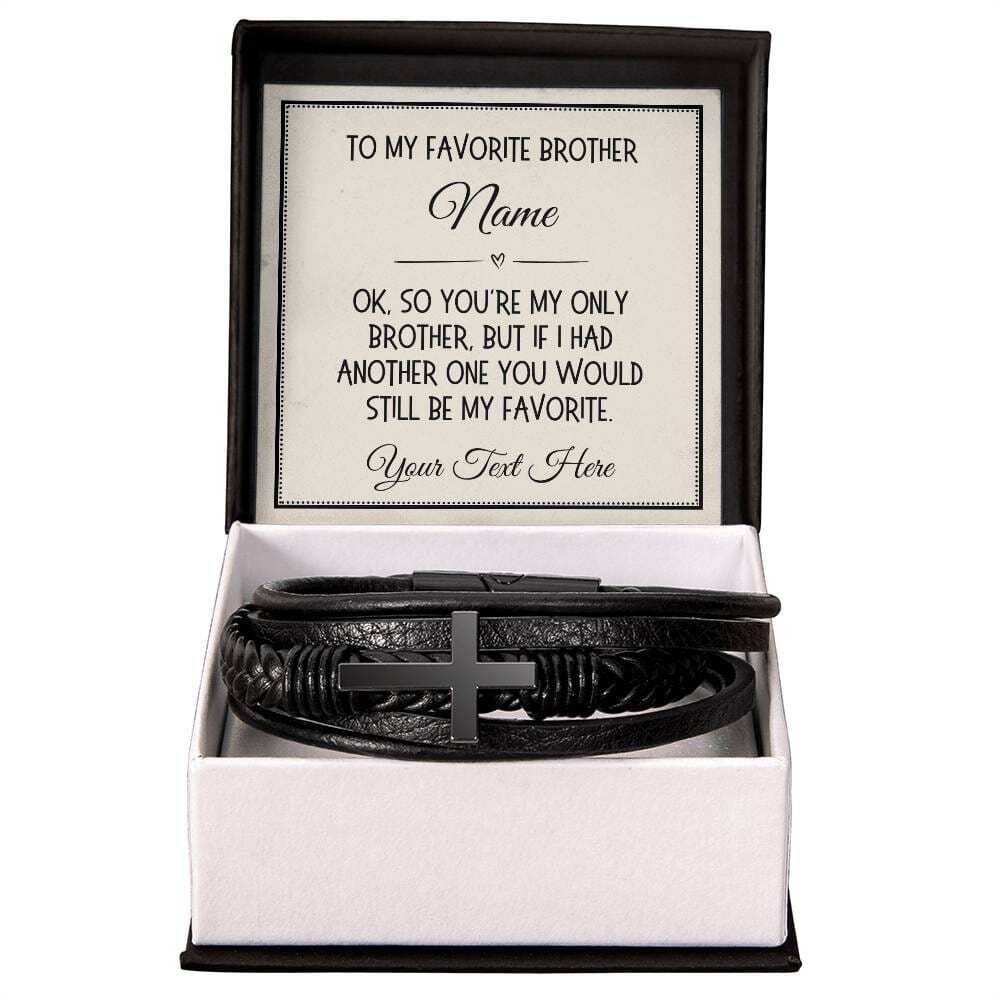 Brother Gift, Cross Bracelet: Favorite Brother