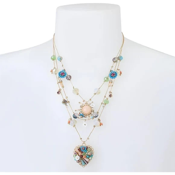 Women’s Butterfly & Heart Layered Necklace Adjustable Chain Pendant Boho