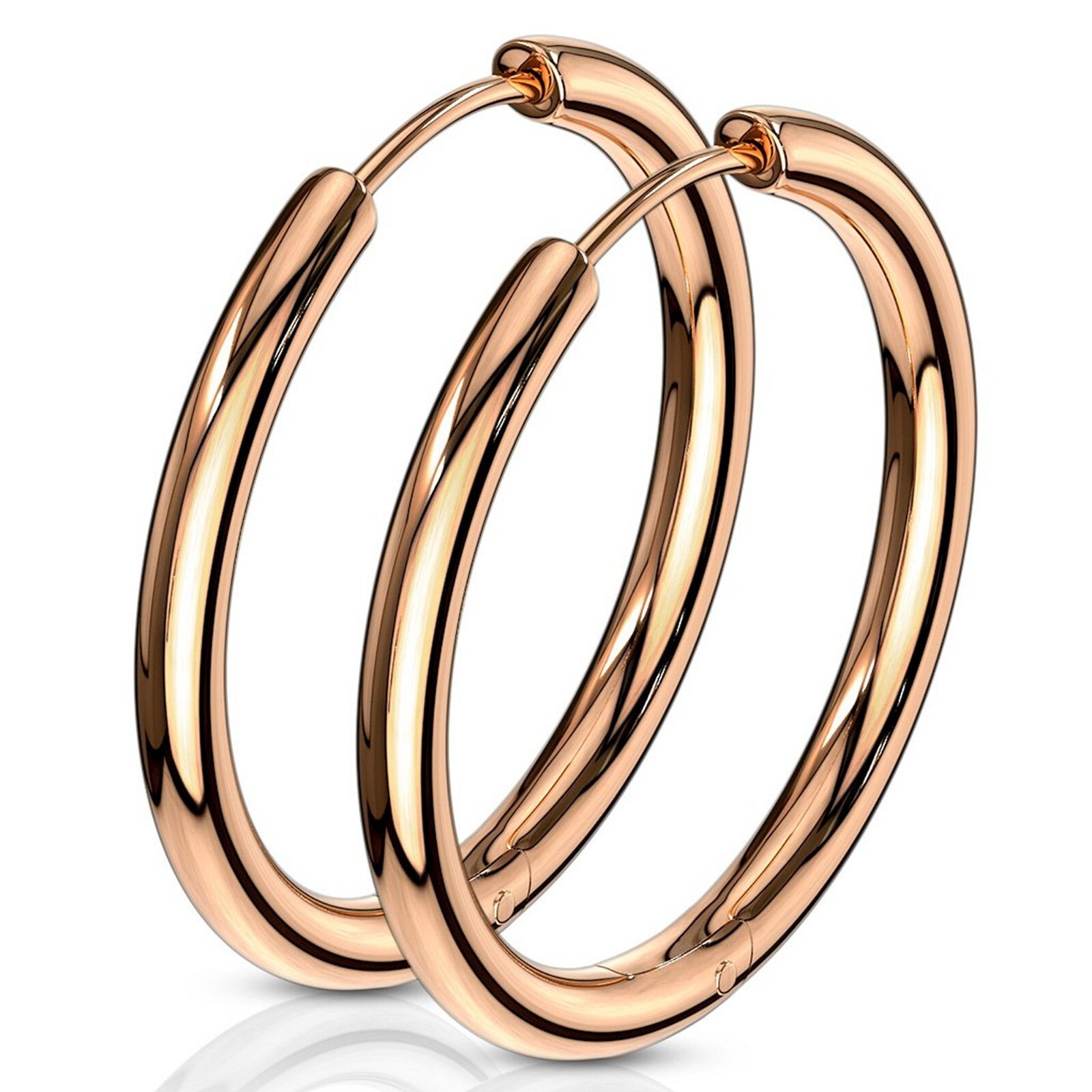 Hypoallergenic Rose Gold PVD 316L Stainless Steel Hoop Earrings 1-inch Huggies