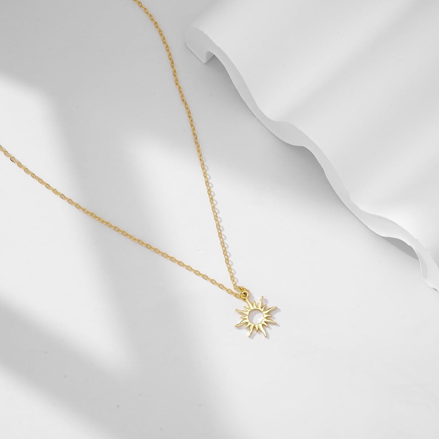 Gold Necklace for Women 14K Gold Plated Dainty Pendant Chain Puffy Heart Italian