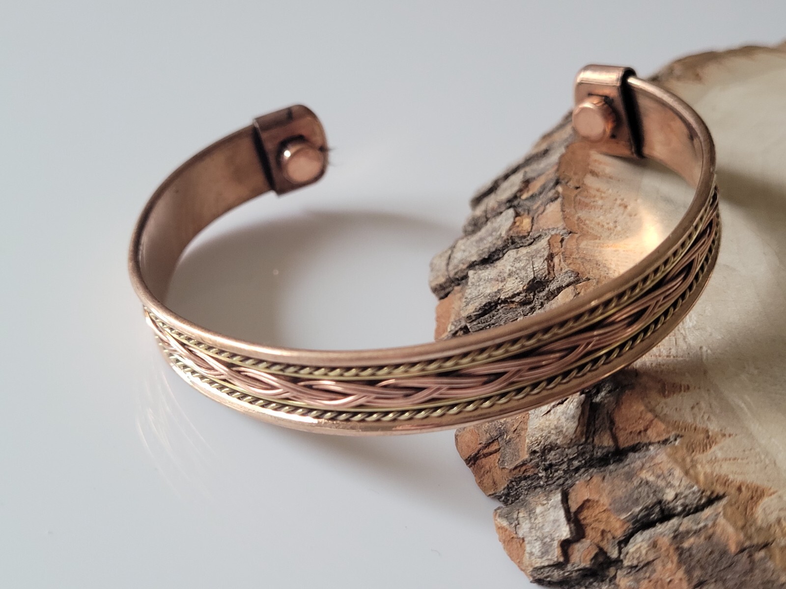 2 Pack Pure Copper Magnetic Bracelet Arthritis Pain Energy Therapy Cuff Braided