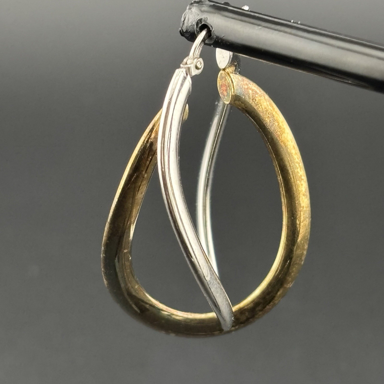 MILOR 925 Italy Sterling Silver Vermeil Two Tone Teardrop Dangle Earrings 8g