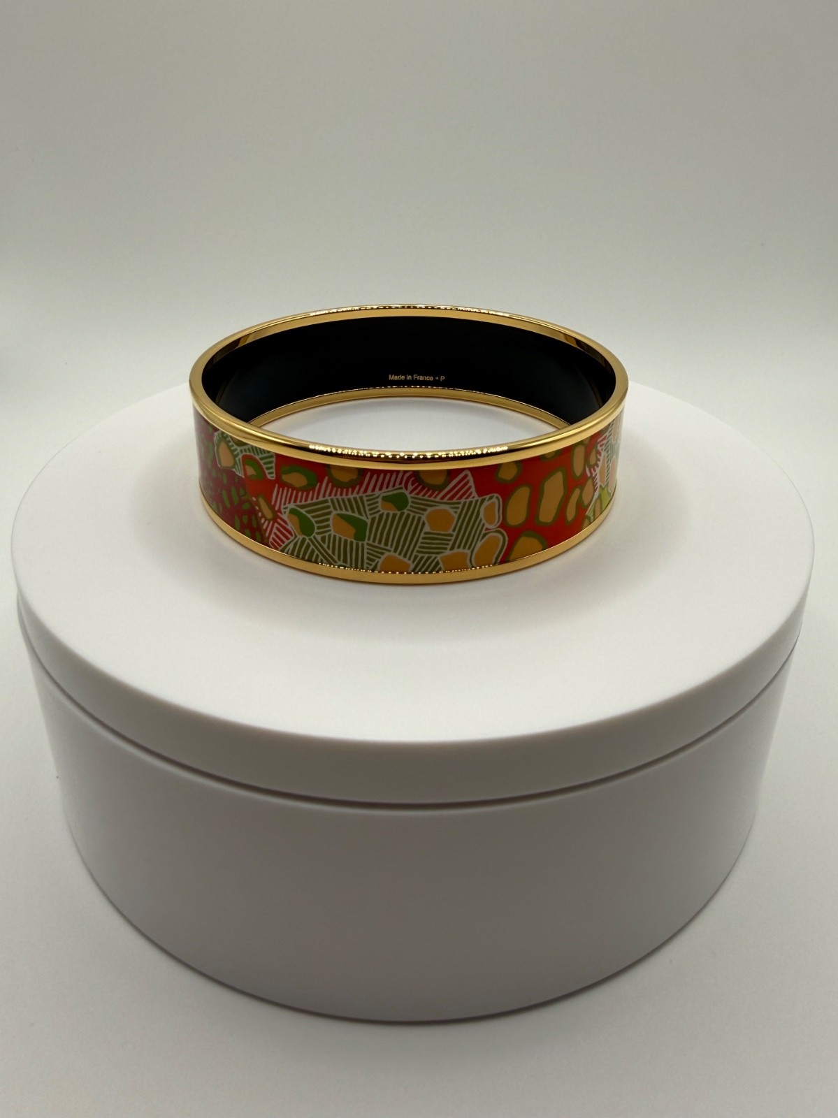 Authentic Hermès Wide Enamel Bangle Bracelet PM 65mm Multicolor Box & Pouch