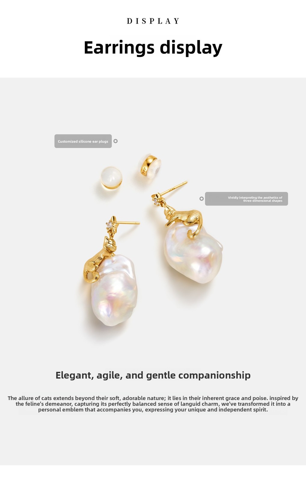 Amber Lollipop Baroque Pearl Earrings Light Luxury Earrings Birthday Gift