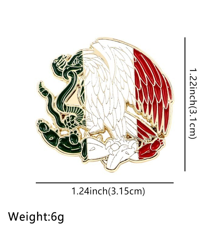 Enamel Gold Colored Mexico Flag Lapel Pin