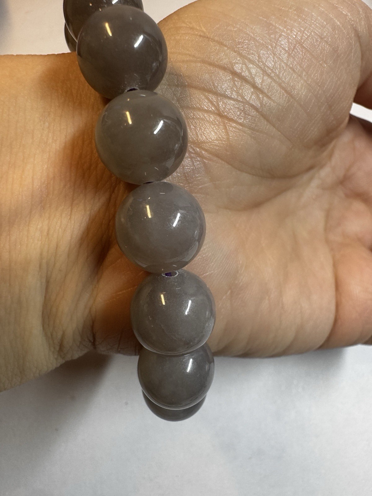 certified 12mm Hetian purple Jade Round beaded Bracelet New inbox free shipping