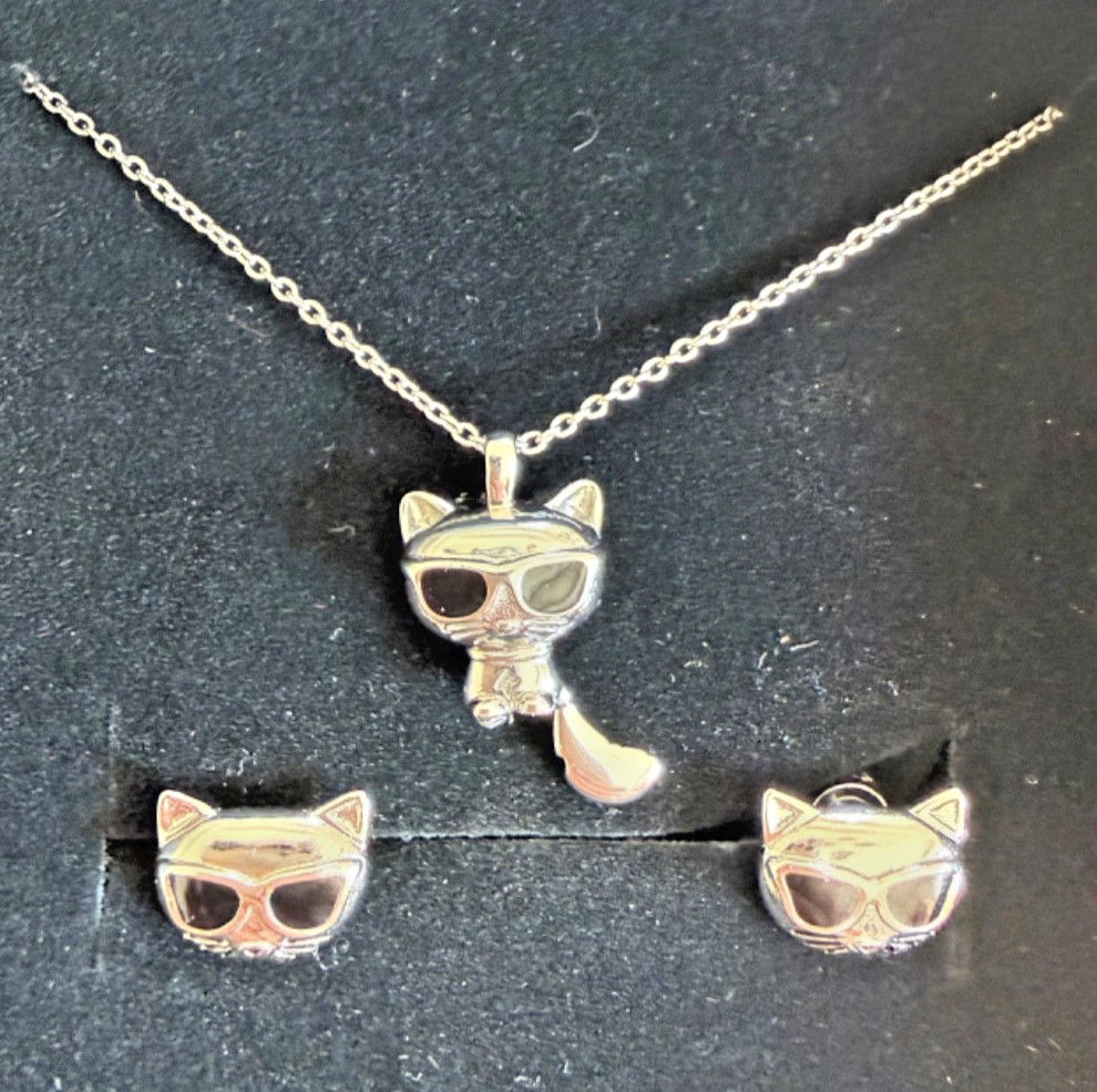 Karl Lagerfeld Choupette Cat Necklace & Earrings set – BNIB