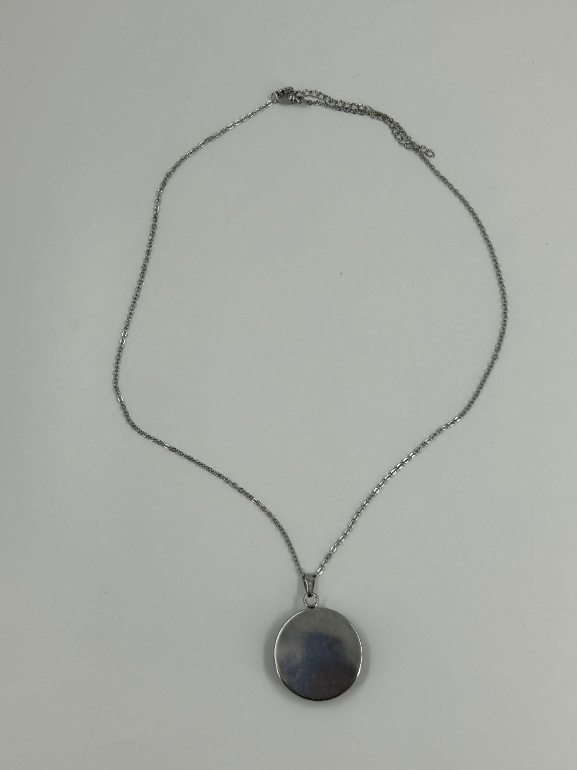 Silver Round Pendant Necklace 18-20 Inch Blue Mandala Design