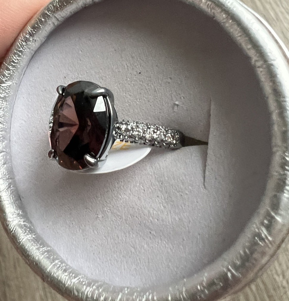 Bomb Party ring size 7 brown tourmaline hematite plating