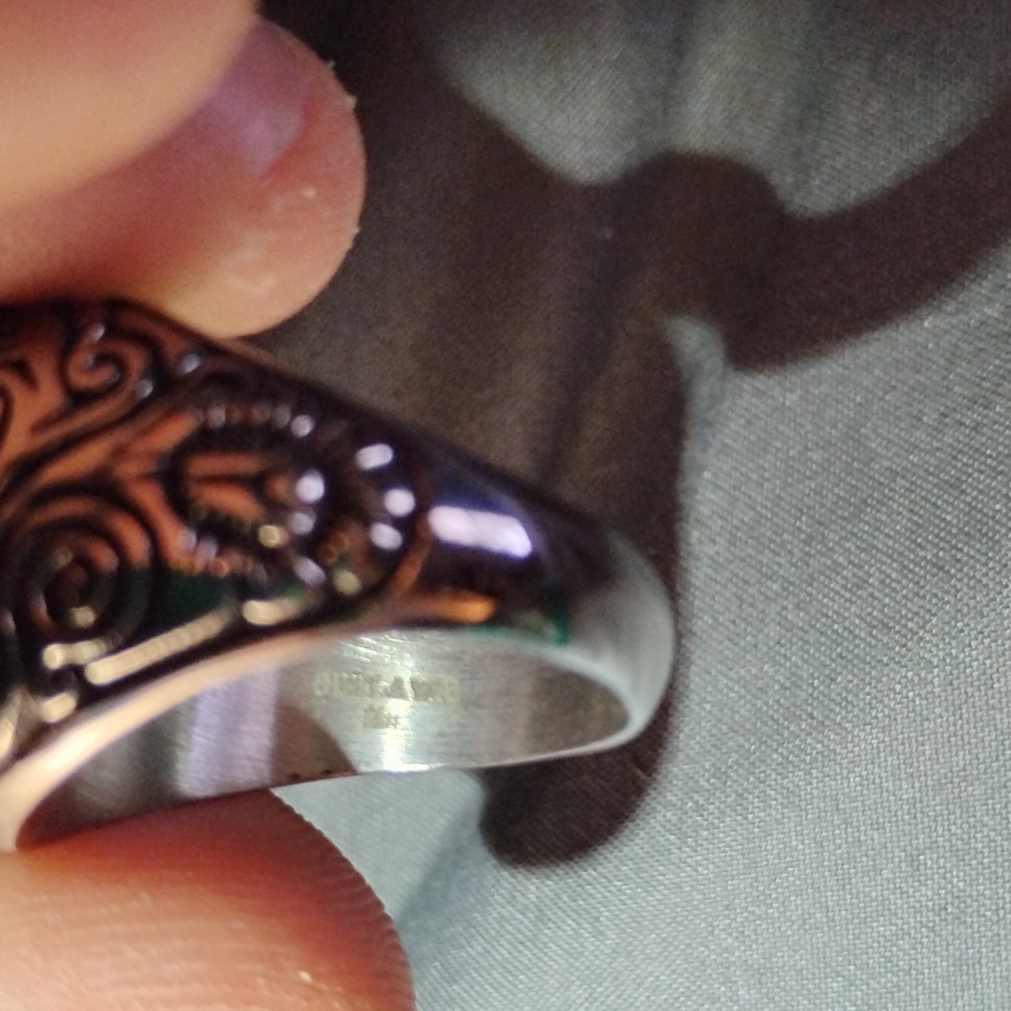 Outlaws Amsterdam Silver Tone Bezel Band Ring Size 10 Oval Blue Turquoise Stone
