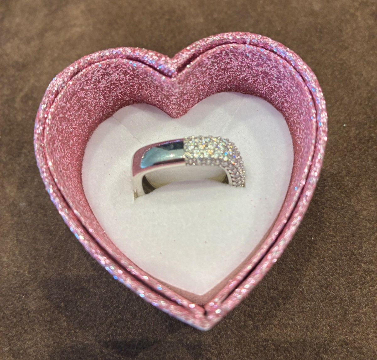 DIAMONIQUE x JENNIFER MILLER Squared Diamond Band Pave Ring ~ Sz 8 Sterling
