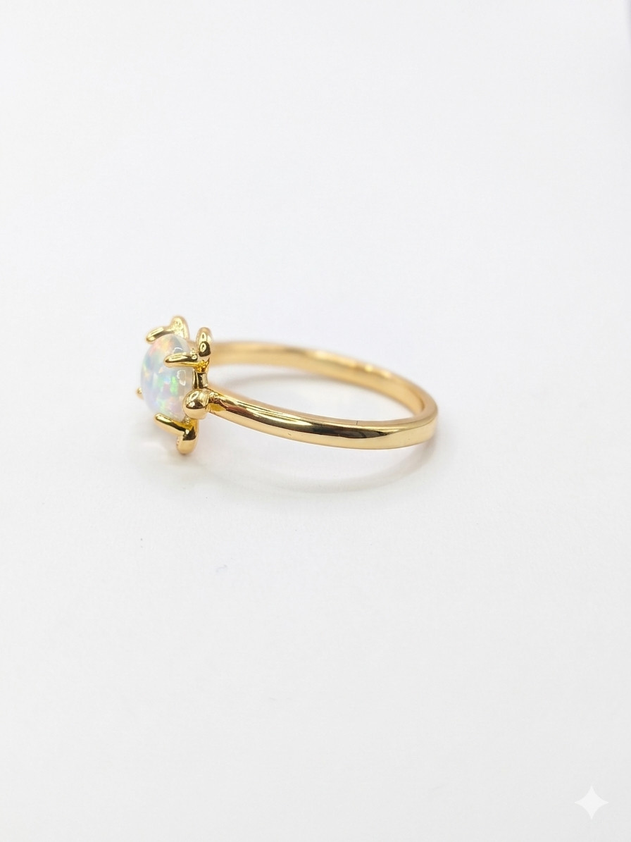 Sol & Sea synthetic Opal 9Ct gold plated Turtle ring whishmical summer with box